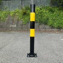 90mm Dia Heavy Duty Bollard - Yellow Stripe 