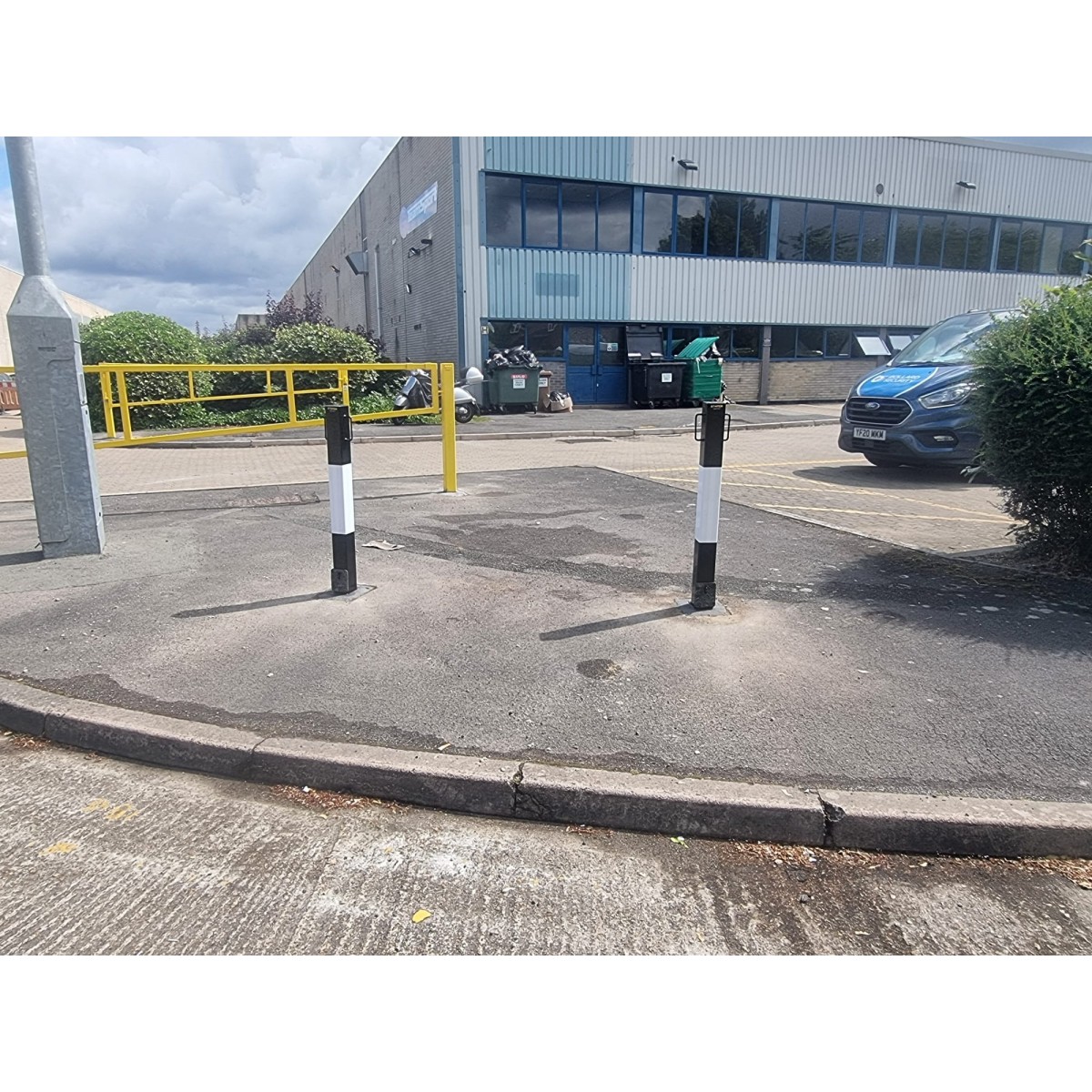 Heavy duty removable bollards installed car park 